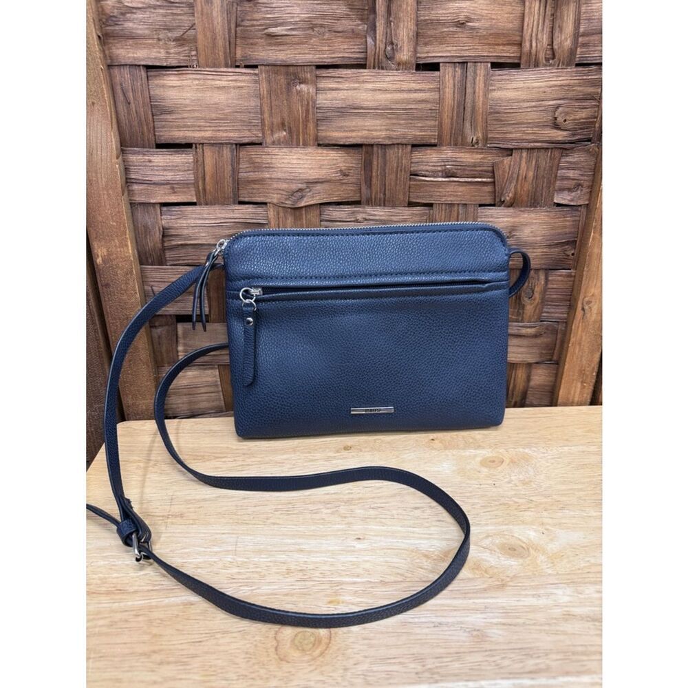 Roots Navy Pebbled Leather Messenger Bag